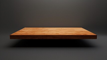 Floating Wooden Platform on a Grey Background