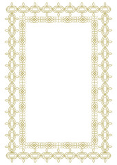 Vintage gold frame with decorative elements in Art Nouveau style. Title page, cover or other. Version No. 7. Vector illustration