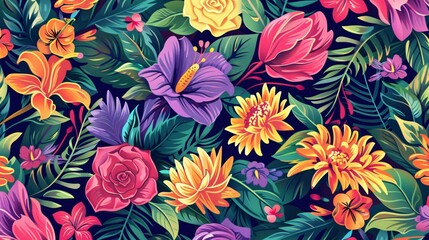 Vibrant Tropical Floral Pattern