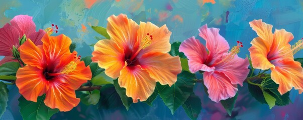 Vibrant hibiscus flowers in bloom