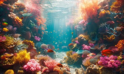 Vibrant underwater coral garden