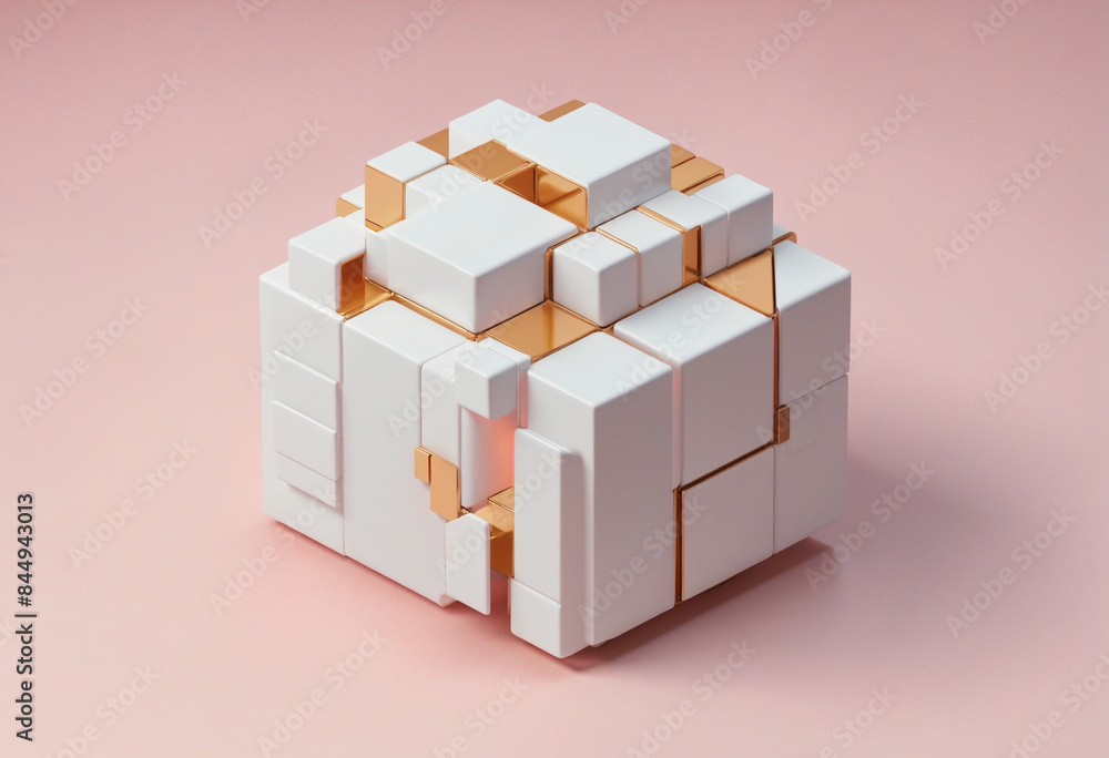 Poster sleek and futuristic 3d geometric cube design perfect for showcasing products in a modern business s