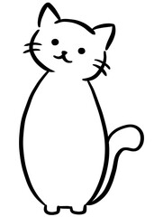 アイコン素材や挿絵に使える黒い線で描いたシンプルで可愛い猫のシルエットイラスト