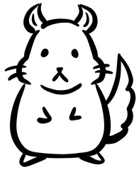 アイコン素材や挿絵に使える黒い線で描いたシンプルで可愛いチンチラのシルエットイラスト