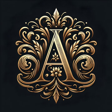 Initial LA letter luxury beauty flourishes ornament monogram logo