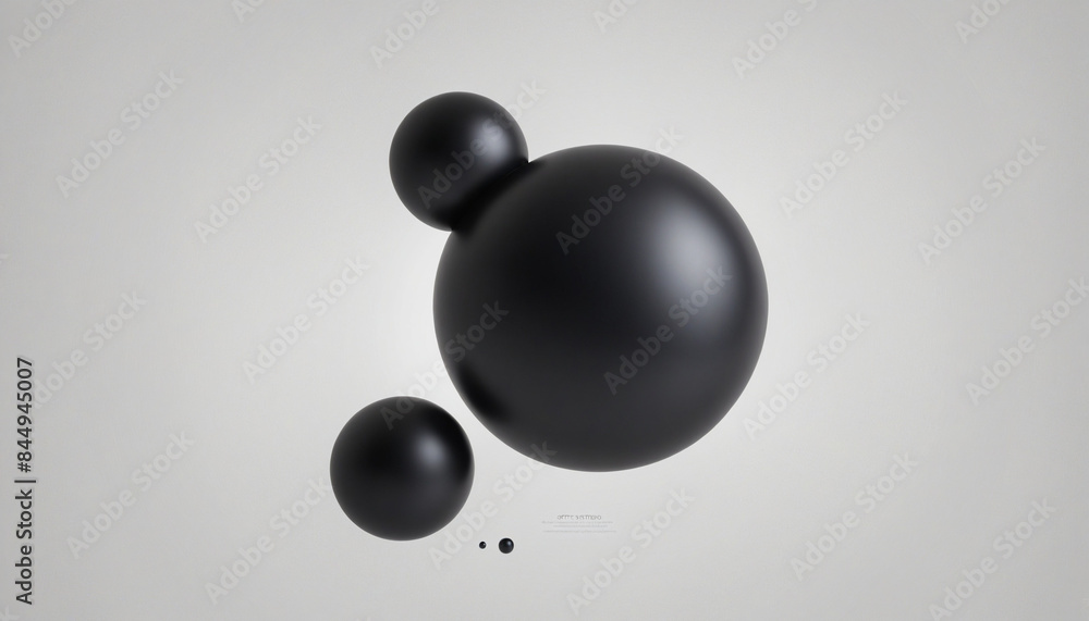 Poster monochromatic three-dimensional sphere design in minimalist abstract background illustration