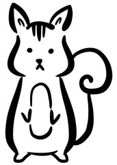 アイコン素材や挿絵に使える黒い線で描いたシンプルで可愛いリスのシルエットイラスト