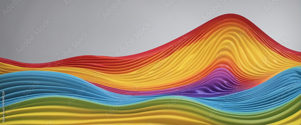 Poster modern abstract 3d design with colorful waves in a blue and purple gradient, isolated on a transpare