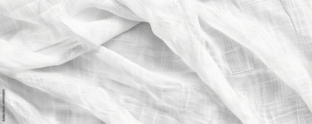 Poster white linen fabric texture background with soft waves is flowing