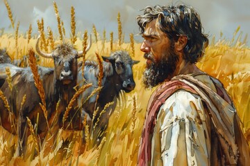 Abraham's Call in Watercolor: Biblical Illustration from the Old Testament