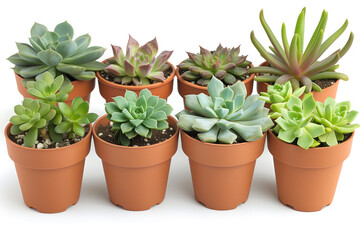 Fototapeta premium Assorted Succulents in Terracotta Pots