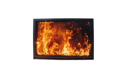 TV on fire on transparent background 