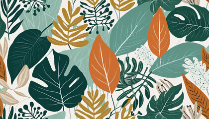 Vintage botanical leaf collage pattern inspired by nature's organic shapes and textures