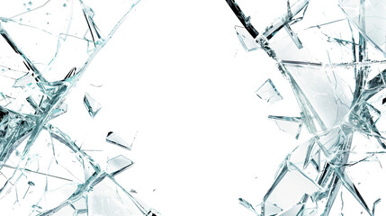 Broken glass on transparent background 