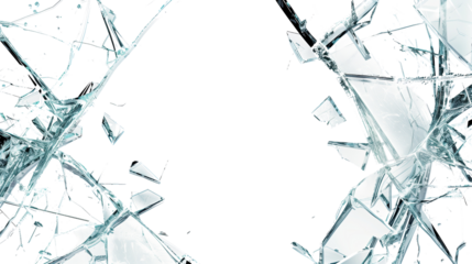 Broken glass on transparent background 