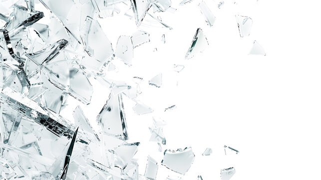 Broken glass on transparent background 