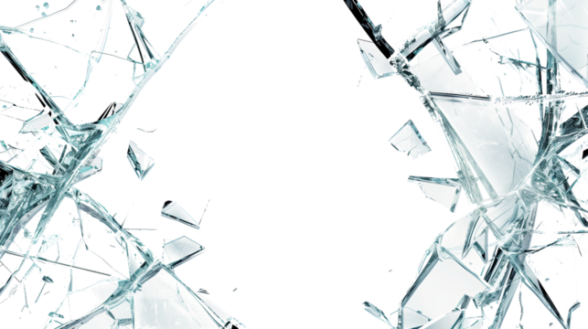 Broken glass on transparent background 