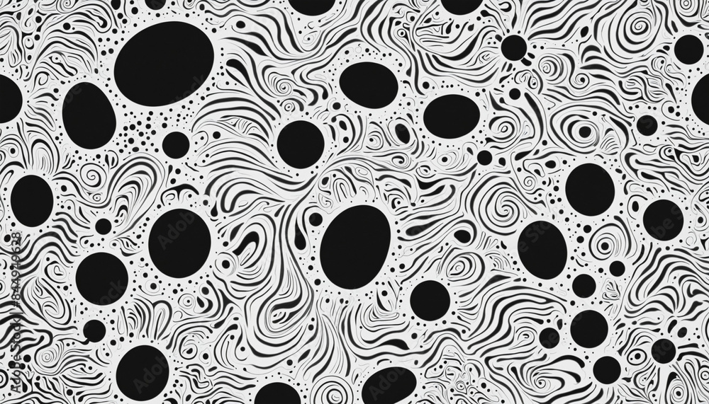 Poster vector abstract artistic design featuring a minimalist seamless pattern of liquid doodle shapes in b