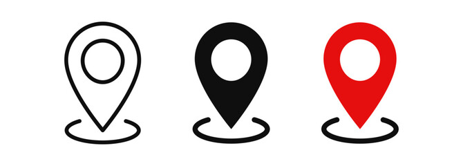 Location icon set, Map pin place marker. location pointer icon symbol in flat style. Location pin icon, Navigation sign