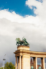 Fragment of Millennium Monument on the Heroes' Square, Budapest, Hungary