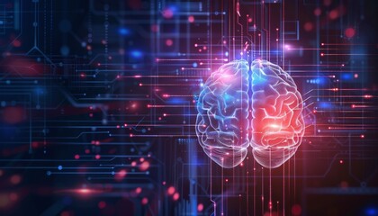 Innovating Minds: Human Brain Energy Circuits Fused with Business Analytics on Dark Background