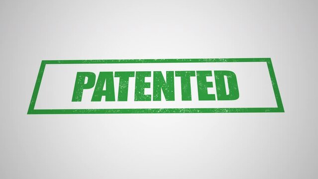 Green stamp patented business imprint animation white background