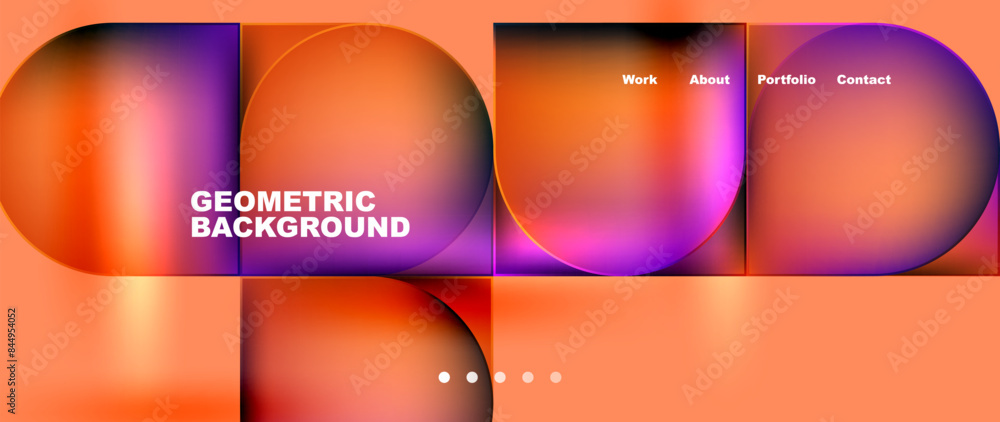 Poster bright colorful squares with round elements minimal geometric background. vector illustration for wa