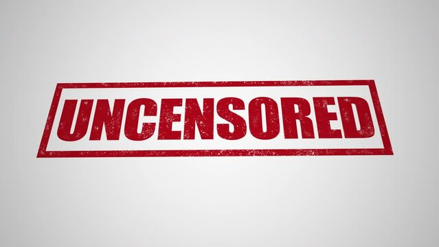 Red stamp uncensored business imprint animation white background