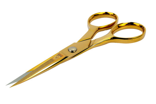 golden vintage scissors isolated on white