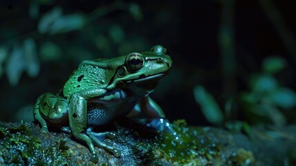 Obraz premium Stunning Kerala Emerald Frog at night