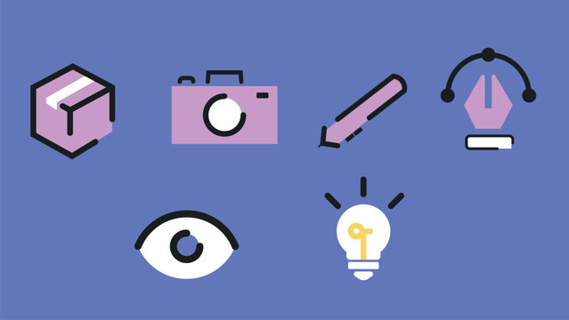 Iconograf&iacute;a dise&ntilde;o gr&aacute;fico, icono packaging, icono fotograf&iacute;a, icono branding, icono ilustraci&oacute;n 