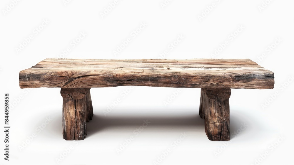 Poster rustic wooden table on white background for product display or design with clipping path