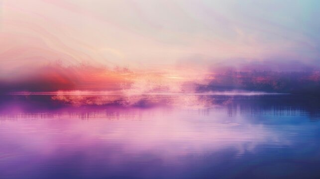 Defocused colors merge together in a hazy scene portraying a tranquil and otherworldly atmosphere at Ethereal Escapes gallery. .