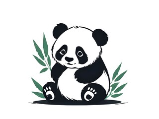 panda with bamboo icon
