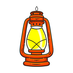 old oil lamp isolated on white ilustration