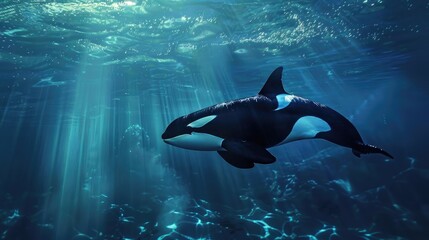 Orca swimming with a dense layer