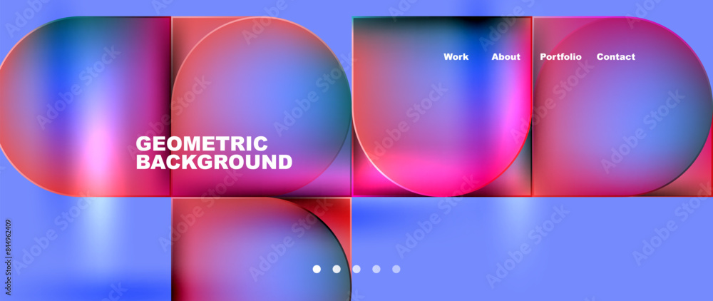 Aufkleber bright colorful squares with round elements minimal geometric background. vector illustration for wa