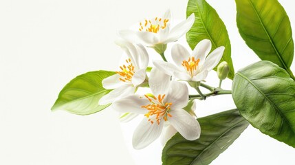 Obraz premium Floral image featuring an orange blossom against a blank white backdrop