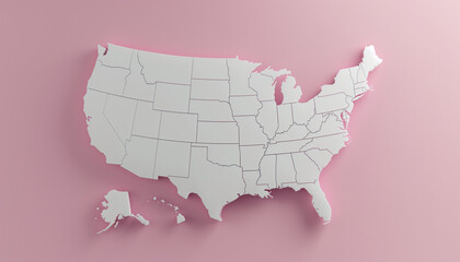 United States Map - World map International vector template with paper cut style including shadow and white color on pink background for design, education, website - Vector illustration eps 10
