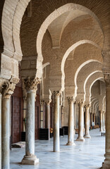 Courtyard of Great Mosque of Kairouan (Mosque of Uqba), in city of Kairouan, Tunisia