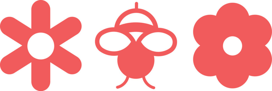 Iconograf&iacute;a primaveral, iconos de flores e icono de abeja 