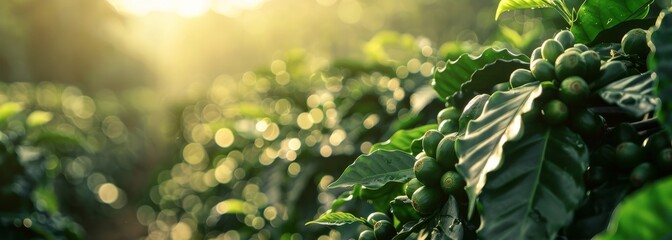 Coffee farm plantation field plant garden horizontal banner wallpaper background
