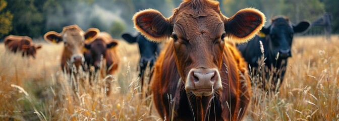 Farm animal cattle cows ranch horizontal banner wallpaper background