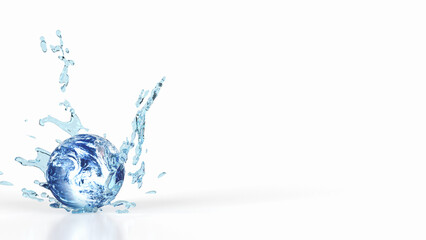 The world and water splash image 3d rendering..