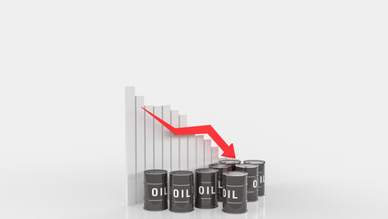 The oil tank and chart arrow down for Business concept 3d rendering.