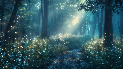 Fototapeta premium Enchanted Realm: Discovering the Secrets of a Mystical Forest Wonderland
