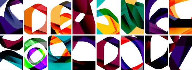 Collection of abstract background with waves, colorful shapes and 3d shadow effect. Vector Illustration For Wallpaper, Banner, Background, Card, Book Illustration, landing page