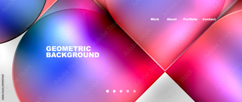 Poster bright colorful squares with round elements minimal geometric background. vector illustration for wa