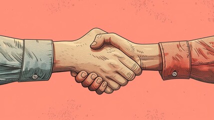 Handshake Illustration with Vintage Style