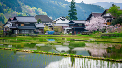 Fototapeta premium 春の日本の田んぼ